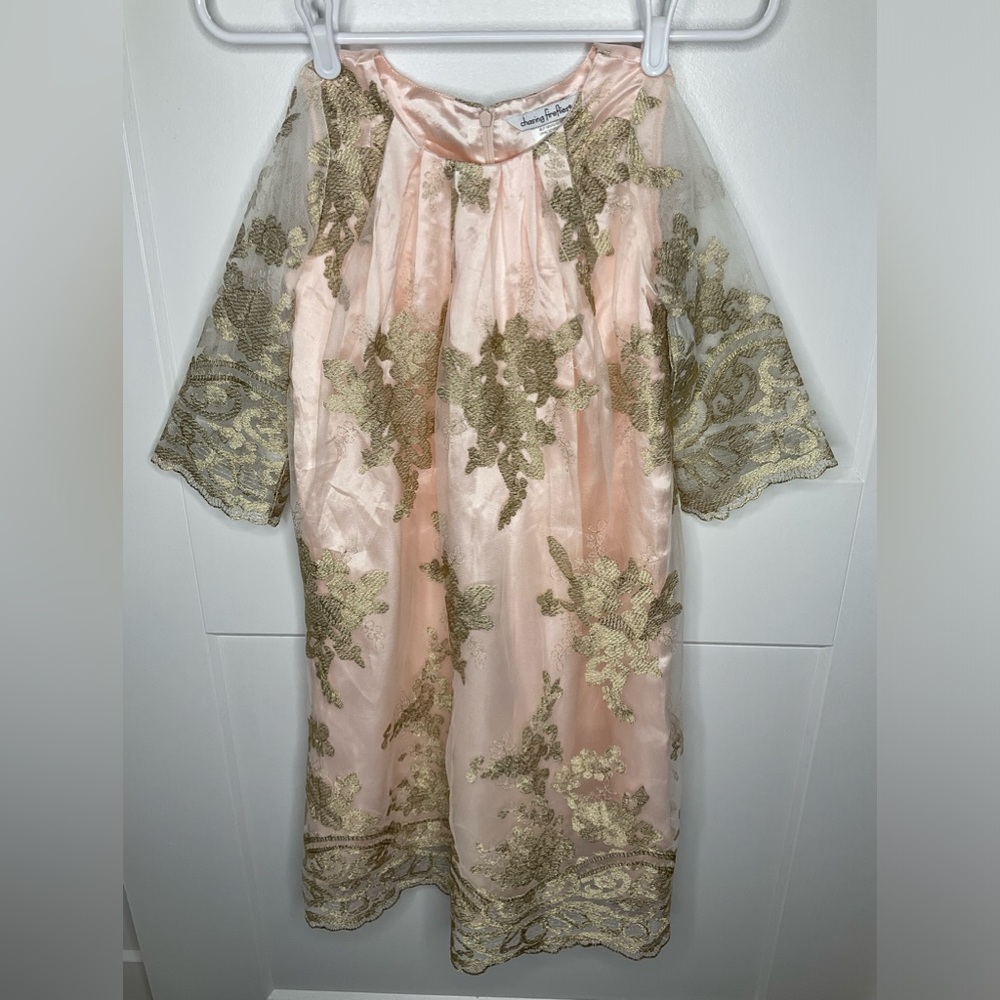Chasing Fireflies peach and gold dress